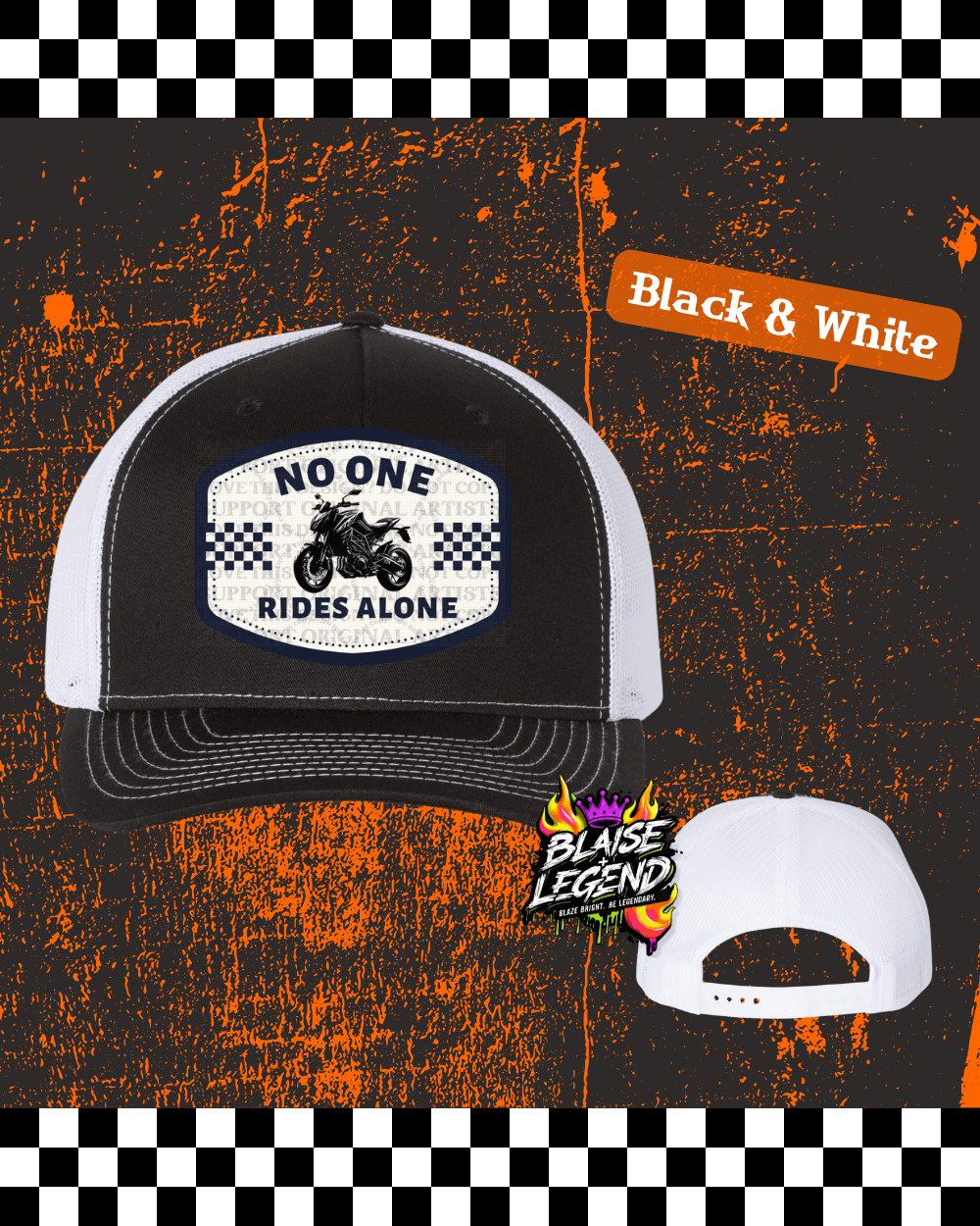 No One Rides Alone Sport bike Patch Trucker Hat – Richardson 112 Snapback | Limited Edition