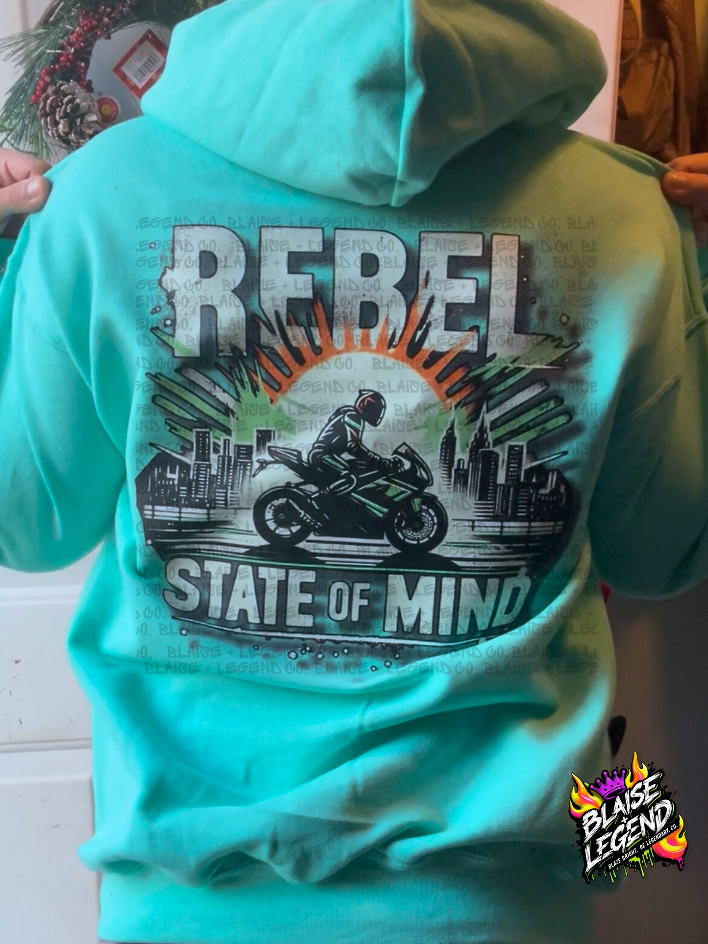 Rebel State of Mind Hoodie – Bold Sport Bike Sunset Design