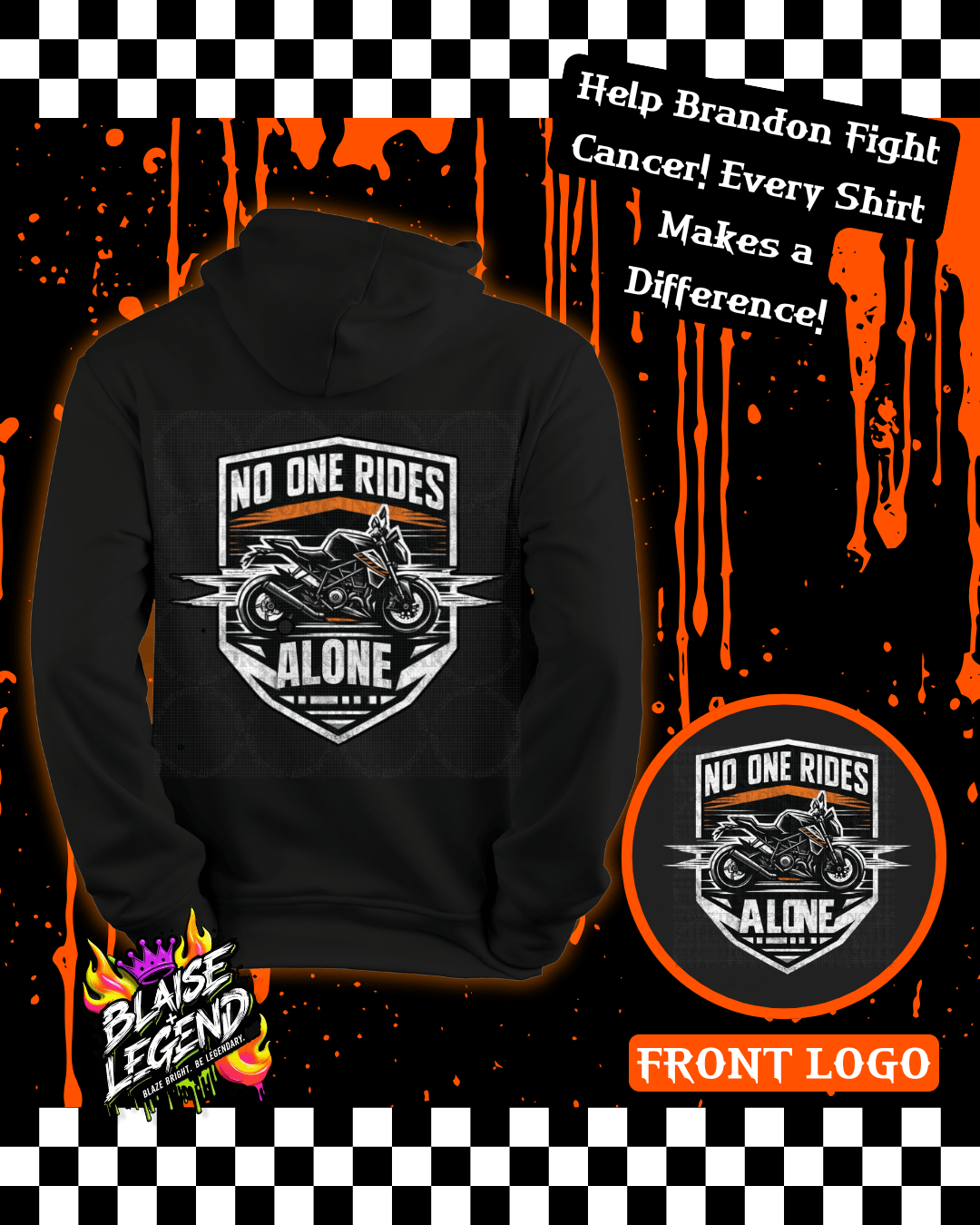 No One Rides Alone Shield Edition – Motorcycle Fundraiser Hoodie