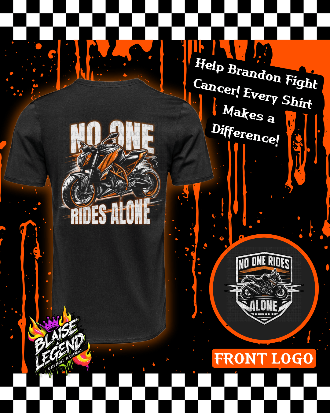 No One Rides Alone Sport Bike Edition – Motorcycle Fundraiser T-Shirt