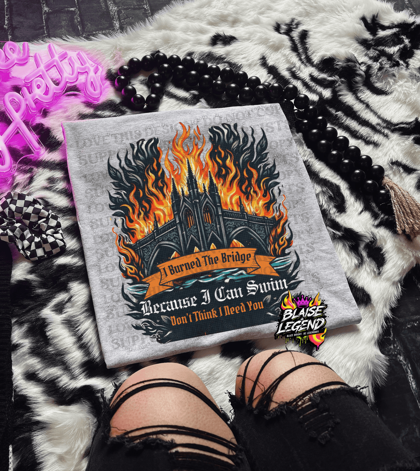 🔥 Burned Bridges & No Regrets Back Print Tee – Savage Independence Vibes