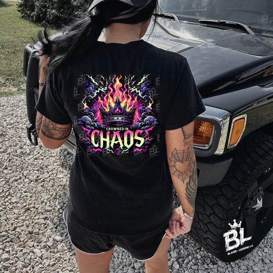 Crowned in Chaos Short Sleeve T-Shirt – Bold and Edgy Graphic Tee