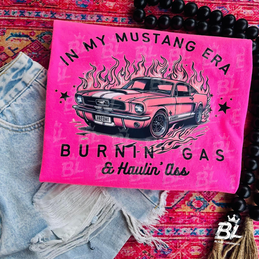 In My Mustang Era Neon Pink T-Shirt – Classic Car Lover’s Dream