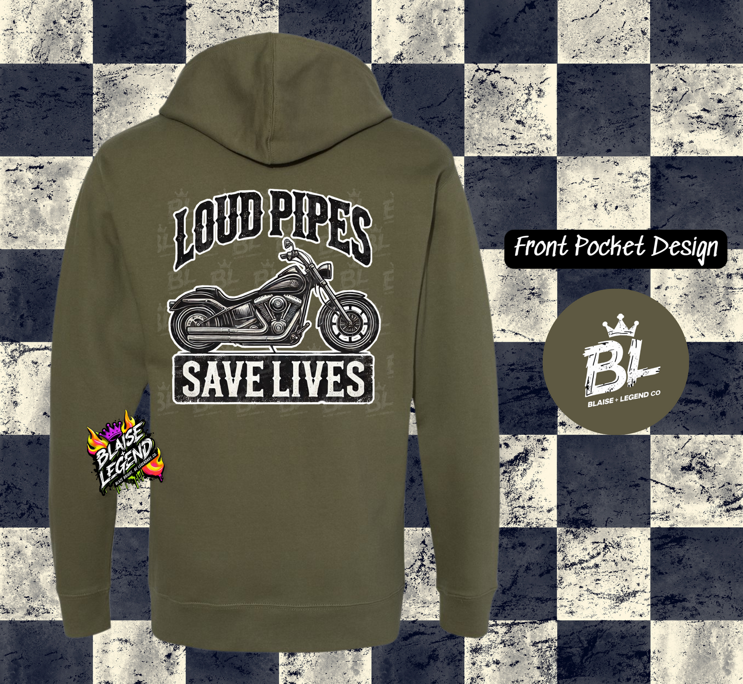 Loud Pipes Save Lives Premium Hoodie – Bold Biker Apparel