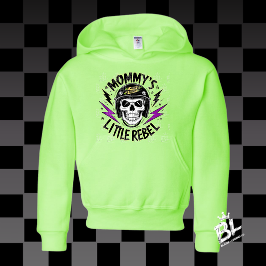 Mommy’s Little Rebel Kids Hoodie – Skull & Lightning Graphic Sweatshirt