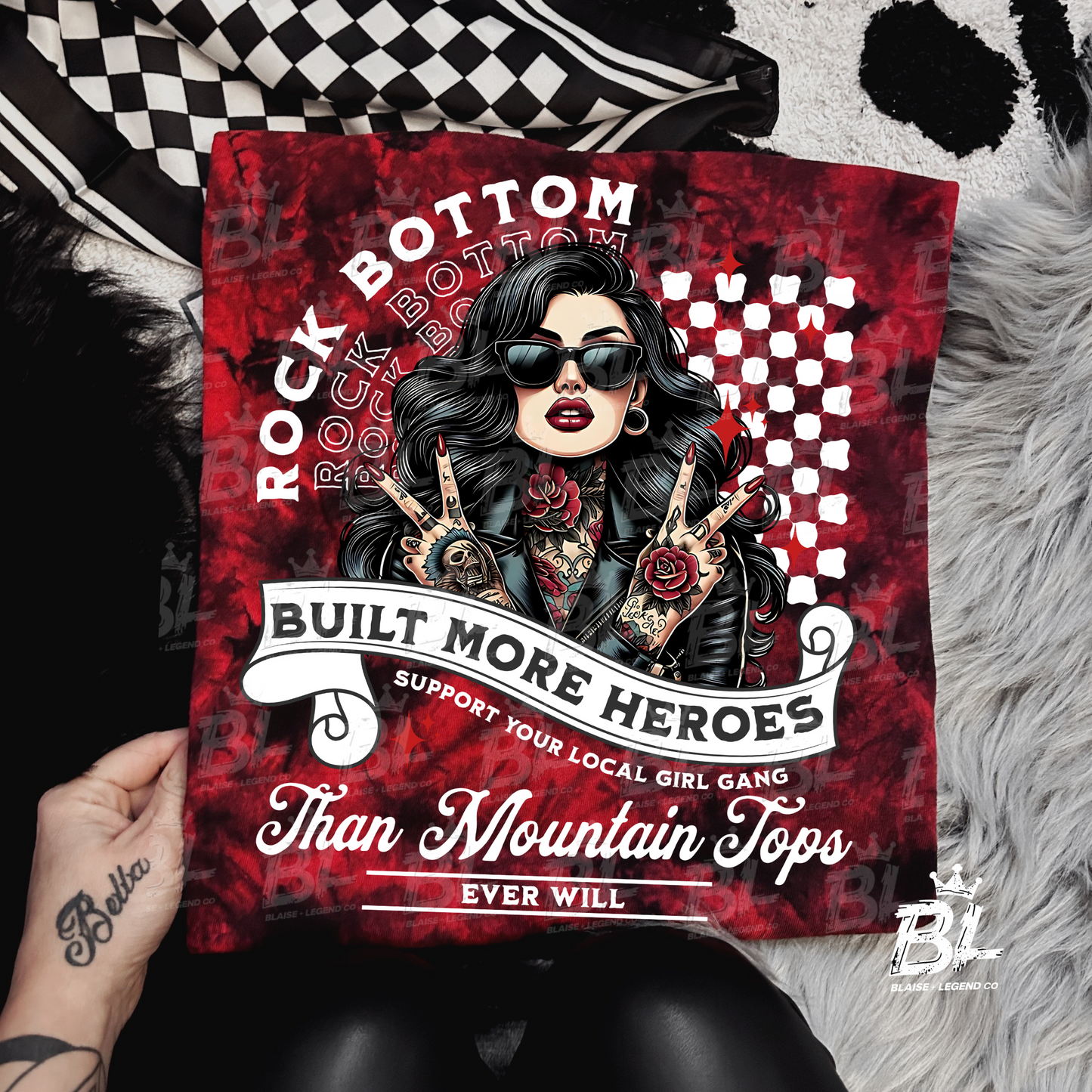 Rockbottom Built More Heroes Than Mountain Support Your Local Girl Gang Graphic Tee