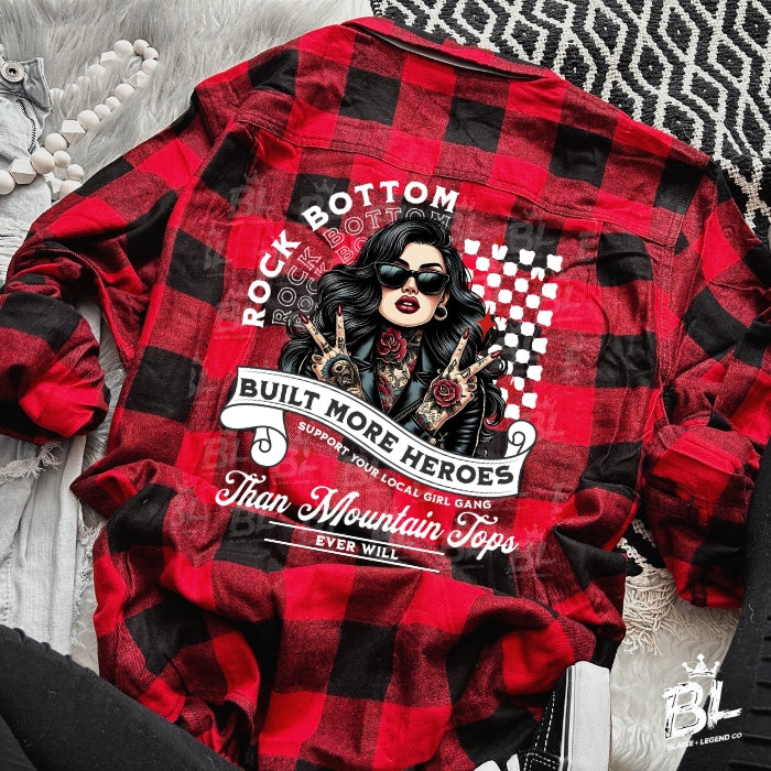 Rock-bottom Built More Heroes Than Mountain Tops Black & Red Buffalo Check Flannel