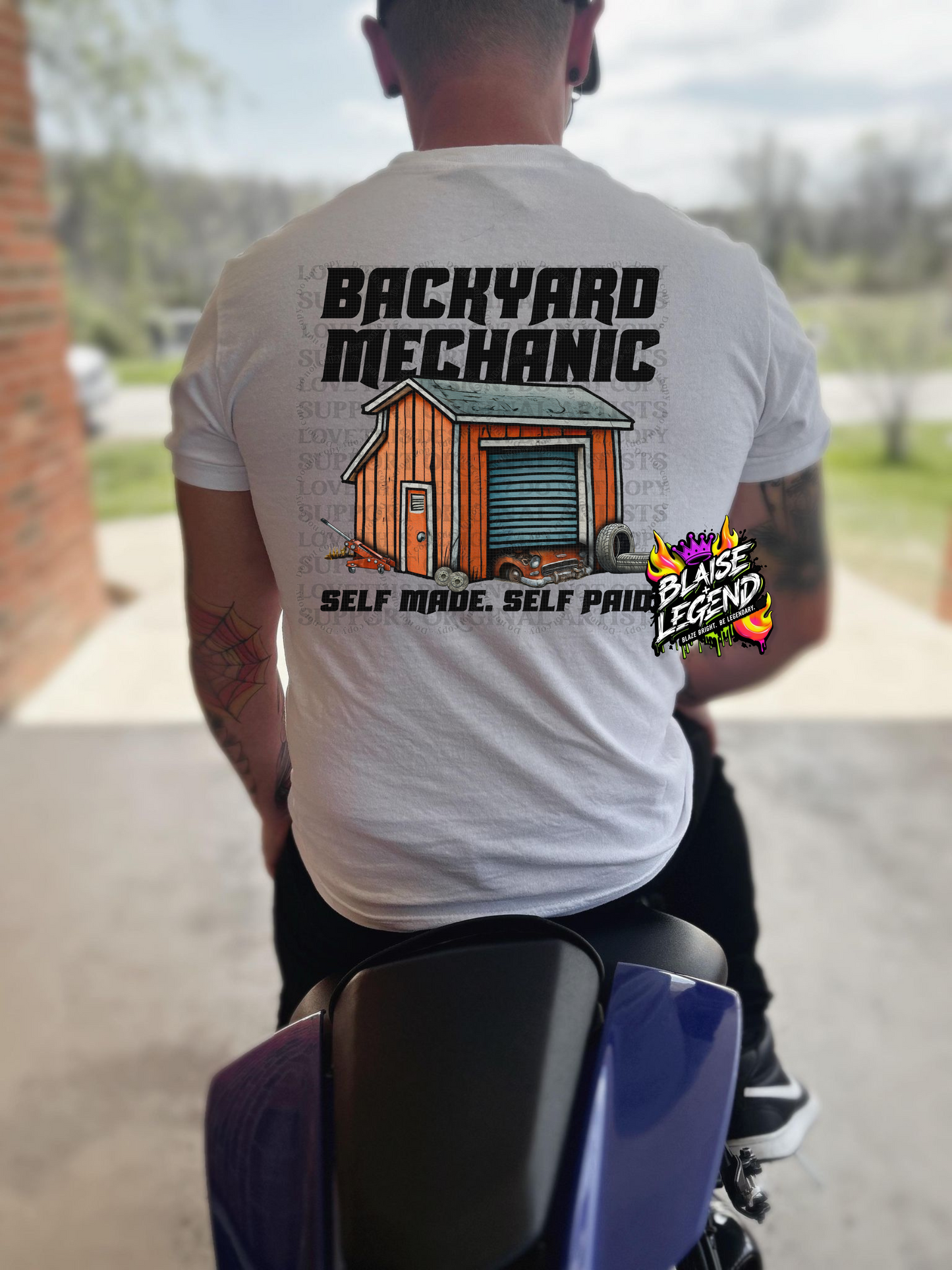 Backyard Mechanic T-Shirt – Self Made. Self Paid.