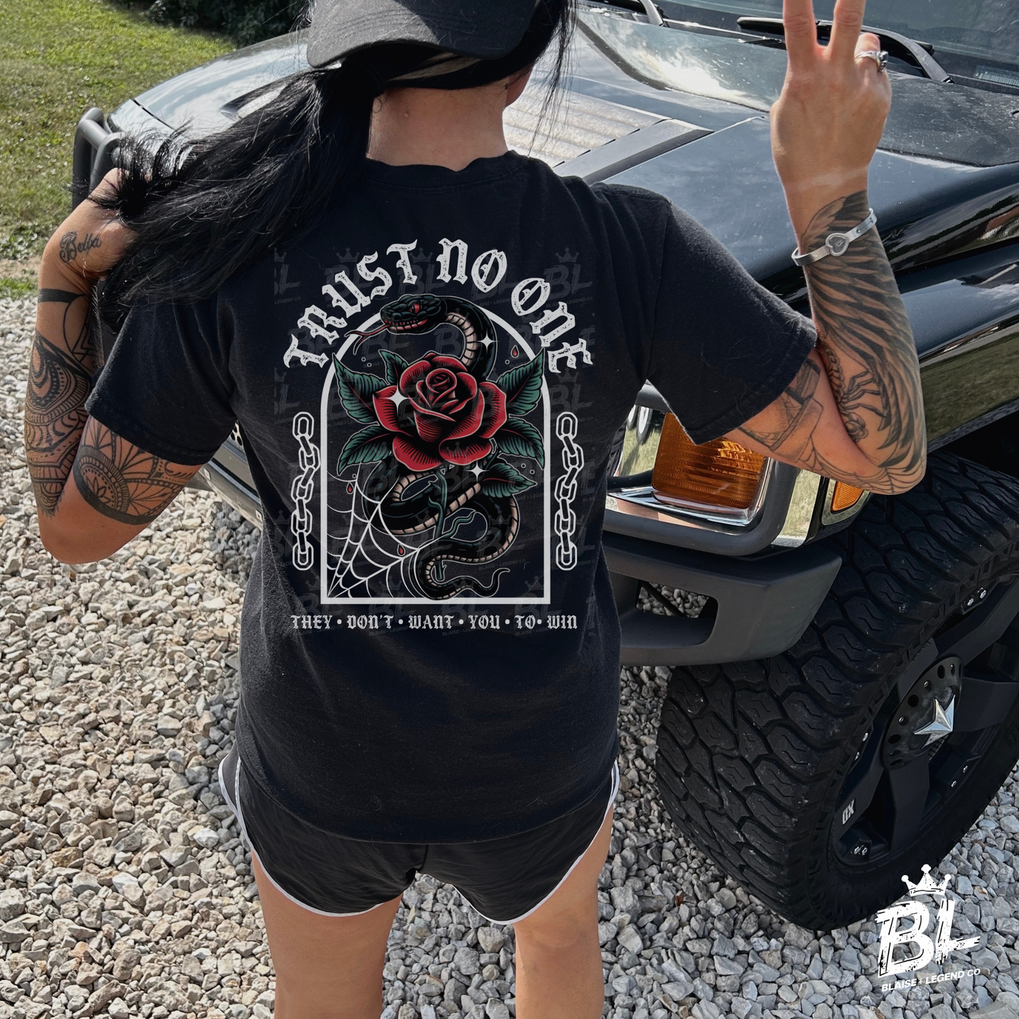 Trust No One Snake & Rose Graphic Tee – Bold Statement Shirt for Men & Women